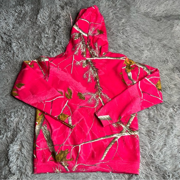 Realtree Hoodie Sweatshirt Womens Small Pink Brown Outdoor Hood Pocket NWT - Picture 8 of 8